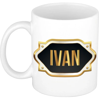 Afbeelding van Ivan Naam / voornaam kado beker mok met embleem mokken