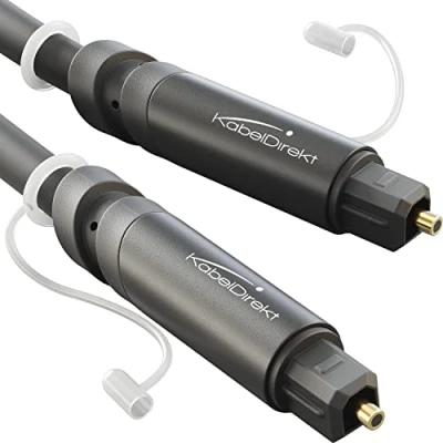 Afbeelding van KabelDirekt Optische audiokabel met 0% signaalverlies en beschermkap 10 m TOSLINK naar kabel (Optical audio cable, S/PDIF, glasvezelkabel voor home cinema/soundbar/PS4/Xbox, zwart)