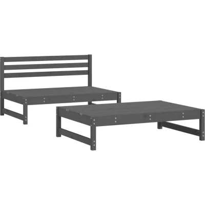 Afbeelding van 2 delige Loungeset massief grenenhout grijs