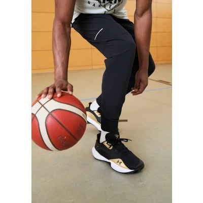 Afbeelding van Under Armour Lockdown 7 Basketbalschoenen, Heren, Maat: 43, Black/metallic gold Imitatieleer/ textiel