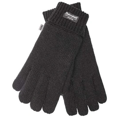 Afbeelding van EEM gebreide Heren Handschoenen, zachte Wol, Thinsulate thermische voering, zwart XXL