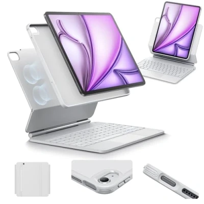 Afbeelding van ESR iPad Air 13 hoes met toetsenbord, 13, toetsenbordhoes instelbare magneetstandaard, hoog/verhoogde modus voor afneembare beschermhoes, rebound 360 serie, wit