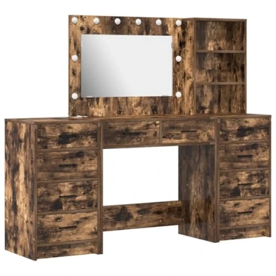 Afbeelding van vidaXL Highboard Set van 3 Gerookt eiken Bewerkt hout