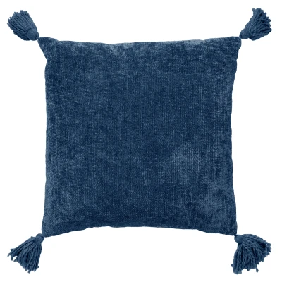 Afbeelding van Dutch Decor NINO Kussenhoes van katoen 45x45 cm Insignia Blue blauw met flosjes