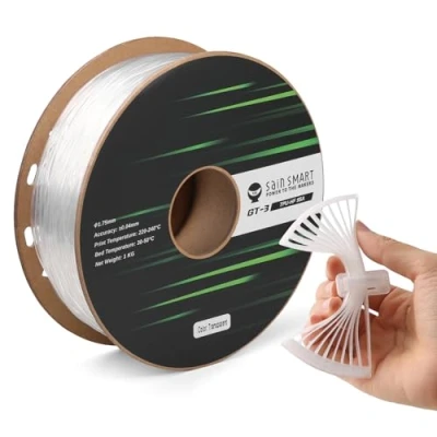 Afbeelding van SainSmart TPU filament 1,75 mm, GT 3 flexibele 3D printergloeidraad voor afdrukken met hoge snelheid van 500 mm/s, UV bestendig, helder, spoel 1 kg, dimensionale nauwkeurigheid +/ 0,04 mm