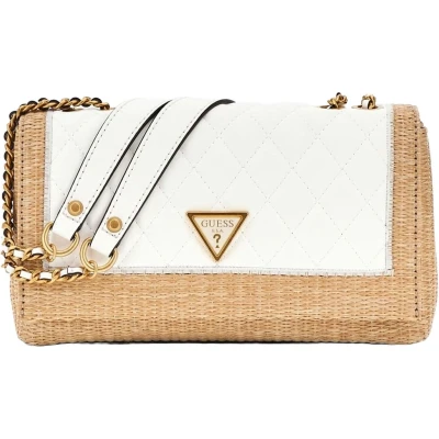 Afbeelding van Guess Delfa Convertible Xbody FLAP Schoudertas, Dames, Maat: One Size, Natural/white