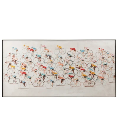 Afbeelding van J line Schilderij wielrenners canvas/verf mix (180x3.5x100cm)