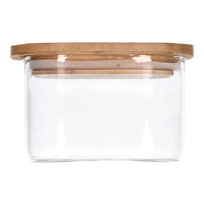 Afbeelding van TALK POINT Voorraaddozen van glas met bamboedeksel, voorraadpotten, glazen container, 550 ml 2500 ml, luchtdicht, vaatwasmachinebestendig, mottenbestendig (550 ml)
