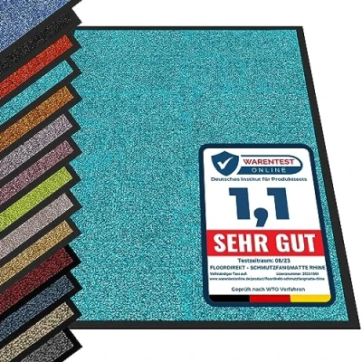 Afbeelding van etm® Schoonloopmat Voetmat in vele maten Deurmat/voetveger voor binnen en buiten Vinyl, Polyamide turquoise 90 x 120 cm