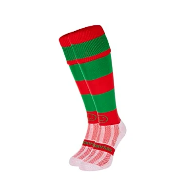Afbeelding van WackySox Hoepel Rugby Sokken, Hockey Sport Rood/Groen, Medium