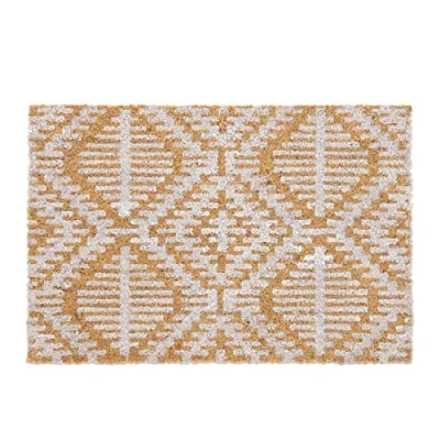 Afbeelding van Relaxdays deurmat met geometrisch patroon, kokosvezels, 40 x 60 cm, robuust, binnen &amp; buiten, antislip, naturel wit