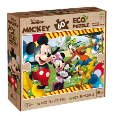Afbeelding van LISCIANI Disney Junior Mickey Puzzel Milieuvriendelijk 60 Stukjes Creatief Spel Reflectiespel Dubbelzijdig 2 in 1 en Kleurplaat 70 x 50 cm Voor Kinderen vanaf 4 jaar