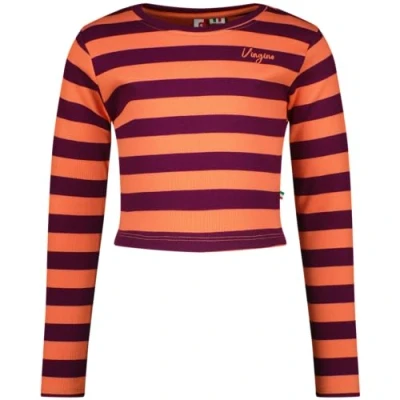 Afbeelding van Vingino G Basic crop rib stripe Meisjes T shirt Maat 140 Fresh coral