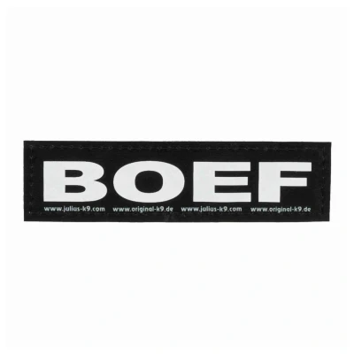 Afbeelding van Julius K9 Klittenband Tekstlabel Boef Zwart Hondenharnas 16x5 cm