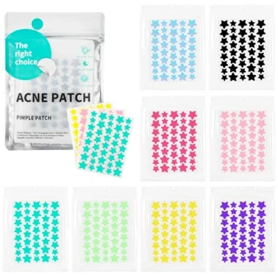 Afbeelding van VMUTGA 320 stuks pimple patches, 3 maten, puistjespatches, sterren met theeboomolie, salicylzuur, hydrocolloïde pleister, anti puistjes, waterdicht, ademend, acnepatches voor dag en nacht, 10/12/14 mm