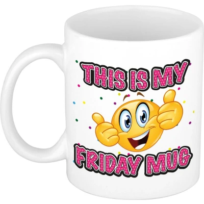 Afbeelding van Bellatio Decorations cadeau mok vrijdag keramiek 300 ml kantoor humor feest mokken