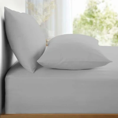 Afbeelding van Appletree Zilveren Kussenslopen 2 Pack Huisvrouw Kussenstijl Lichtgrijze (48 x 76cm) Zacht &amp; Luxe 100% Katoen Stuks