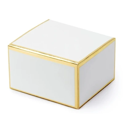 Afbeelding van Partydeco Bedank doosje wit met goudkleurige randen (10 stuks)