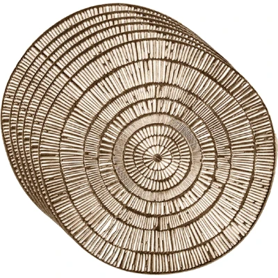 Afbeelding van Set van 6x stuks ronde Placemats metallic goud look diameter 38 cm