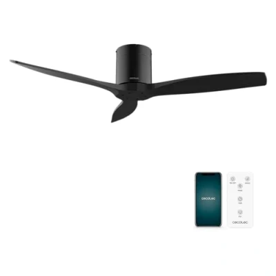 Afbeelding van Cecotec Deckenventilator EnergySilence Aero 5500 Aqua Black&amp;Black Connected, DC Motor 40W, Durchmesser 132 cm, Niedriger Verbrauch, WLAN, Fernbedienung, Außenbereich, Timer, Sommer und Winter, Leise