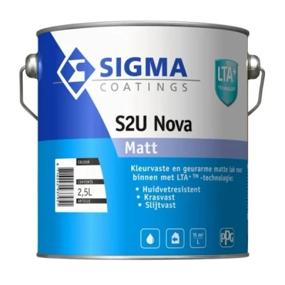Afbeelding van Sigma S2U Nova Matt 2,5 liter Matte verf voor hout binnen (waterbasis)