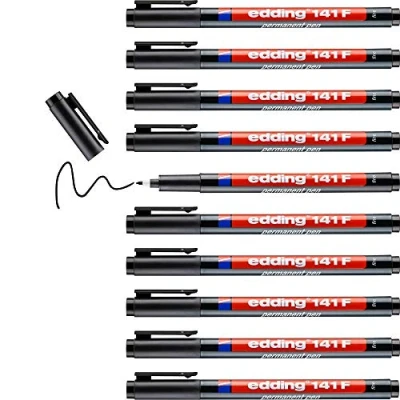 Afbeelding van 10x Viltstift edding 141 rond 0.6mm zwart