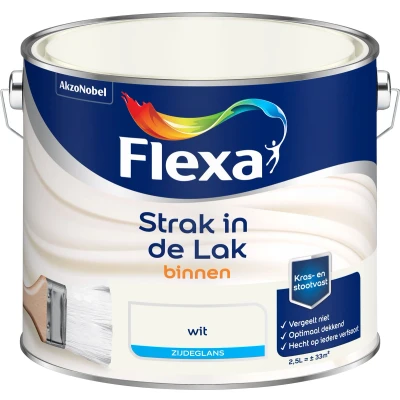 Afbeelding van flexa strak in de lak binnenlak zijdeglans wit 2.5 ltr