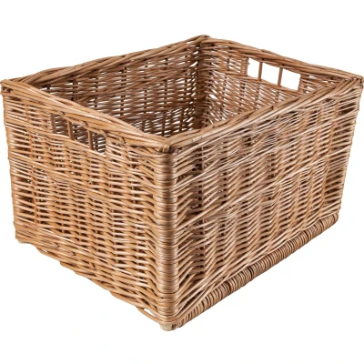 Afbeelding van Creative Home Rieten Mand Doos met Handvatten 40 x 30 24 cm Handgemaakt Ideaal Voor Documenten, Kostbaarheden, Speelgoed, Gereedschap Kinderen
