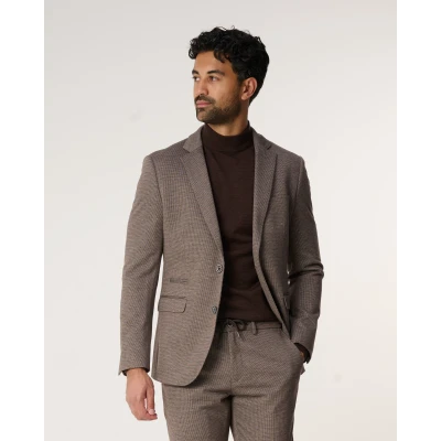 Afbeelding van The Blueprint Premium Mix &amp; Match Colbert Heren Bruin kleine ruit