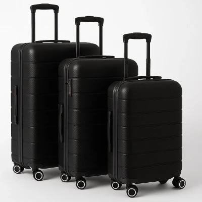 Afbeelding van 3 in 1 Kofferset TSA Slot 360 Graden wielen Polycarbonaat Black