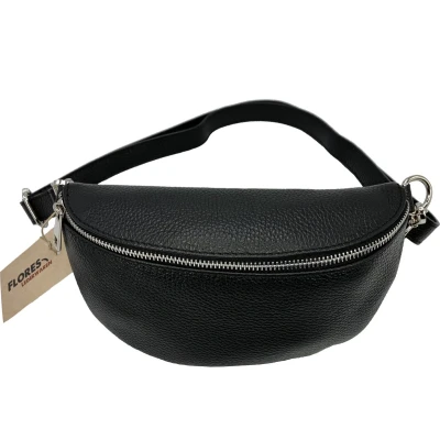 Afbeelding van Flores Lederwaren Crossbody/Heuptas model &#039;The Sling&#039; zwart.