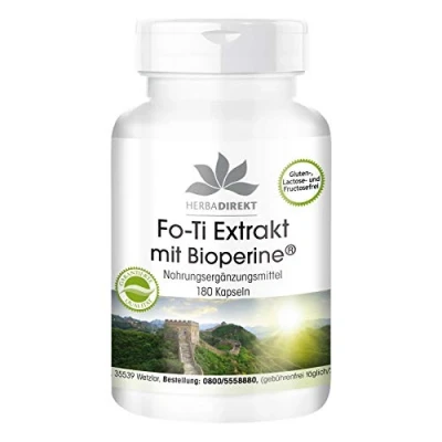 Afbeelding van Fo Ti capsules met Bioperine veganistisch 180 extract HERBADIREKT by Warnke Vitalstoffe Duitse apothekerskwalitei
