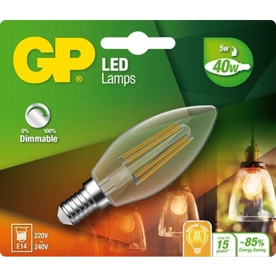 Afbeelding van Gp Led filament candle dimmable e14 4,8w = 40w 77816 745GPCAN078166CE1
