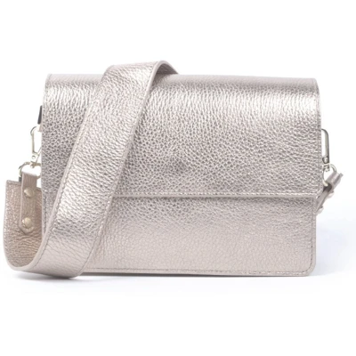 Afbeelding van Giuliano lederen schoudertas Beau Lichtgoud Metallic Made in Italy