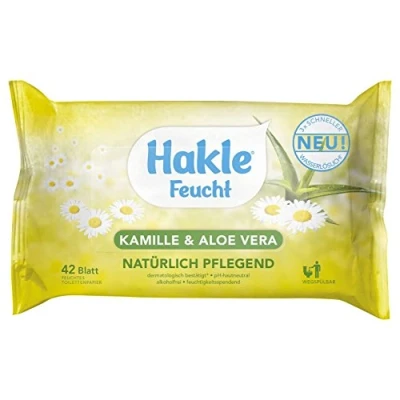 Afbeelding van Hakle 12 x 42 vochtig Toiletpapier Kamille &amp; Aloe Vera