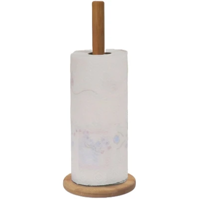 Afbeelding van Excellent Houseware Keukenrolhouder bamboe hout D14 x H32 cm