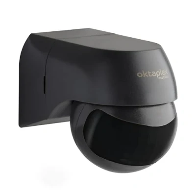 Afbeelding van Oktaplex Ana infrarood bewegingsmelder buiten draaibaar IP44 180 Bewegingssensor opbouw 10m bereik antraciet 230V zwart