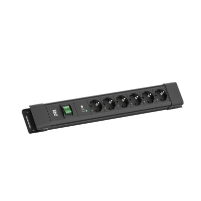 Afbeelding van BACHMANN CONNECTUS 6xCEE7/3, 1xSPD Plus 1xSchalter 2,0m CEE7/7 Schwarz