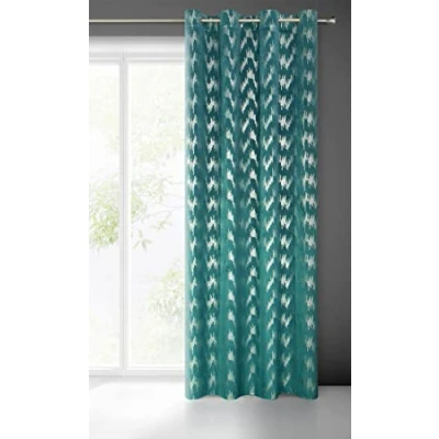 Afbeelding van Eurofirany CHILL Fluwelen gordijn, turquoise met zilveren paillettenpatroon, ogen, 1 stuk, fluweel, ondoorzichtig, prachtige elegantie, patroon, modern, voor woonkamer, slaapkamer, 140 x 250 cm