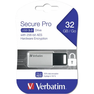 Afbeelding van Verbatim USB 3.0 stick 32 GB, Secure Pro, zilver 100 MB/s, (W) 35 AES 256 bit, retailblister