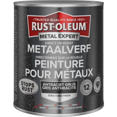 Afbeelding van Rust oleum metal expert metaalverf direct op roest structuur 750 ml, antraciet