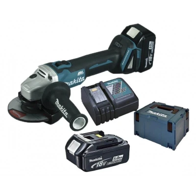 Afbeelding van Makita DGA504RTJ 18V Li ion accu haakse slijper set (2x 5.0Ah) in Mbox 125mm koolborstelloos