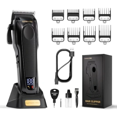 Afbeelding van SUPRENT Professionele tondeuse, Baardtrimmer Mannen Lang Haar Draadloze Tondeuse voor Kapsel, LED display