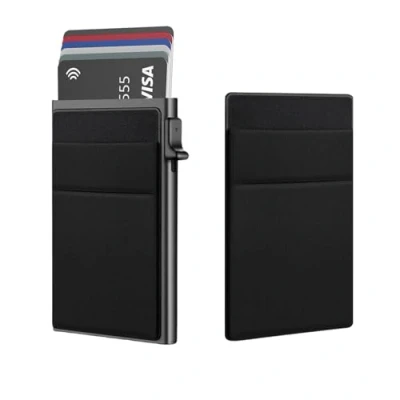Afbeelding van ZHYUAN Kaartenetui voor heren, aluminium mini kaarthouder, met muntvak, RFID bescherming, creditcardhouder, portemonnee credit card houder, slim wallet, heren en dames,