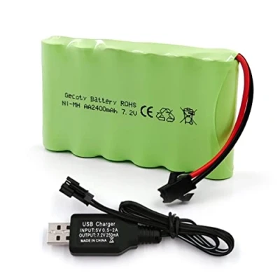 Afbeelding van Gecoty® 7,2 V Ni MH accupack, 2400 mAh oplaadbare AA RC auto accu, accu met laadkabel, SM stekker voor op afstand bestuurde trucks, verlichting, elektrisch gereedschap