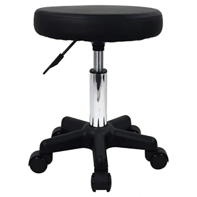 Afbeelding van FURWOO Ronde Rolling Kruk Hoogte Verstelbare Met Wielen Voor Spa Salon Massage Zwart
