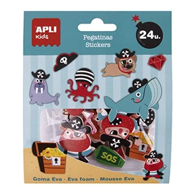 Afbeelding van APLI Kids 18877 piratenstickers themastickers van EVA, 24 stuks