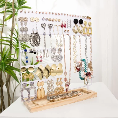 Afbeelding van Staalsmid Sieradenrekje wit Oorbellenrekje Oorbellenhouder Sieraden display opbergen Sieradenstandaard Sieradenrek rekje