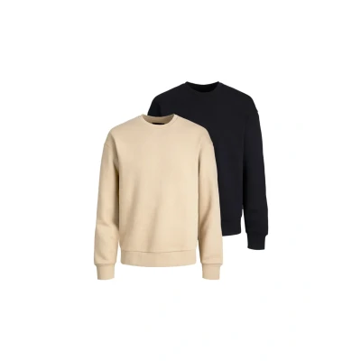 Afbeelding van Jack &amp; Jones 2ER PACK Sweater, Heren, Maat: Large, Schwarz beige