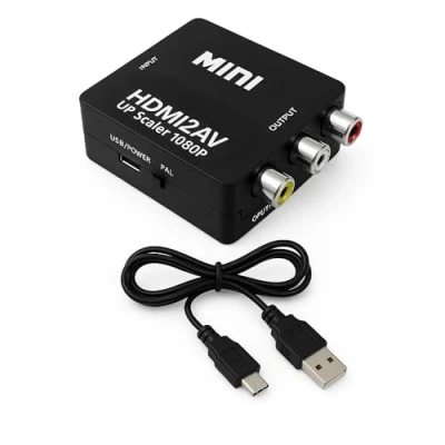 Afbeelding van OcioDual Unidirectionele HDTV naar AV adapter, ondersteunt stereo audio en 1080p PAL/NTSC video, voor pc, tv, converter met netsnoer, HDTV2AV, CVBS 3 Cinch RCA, zwarte kleur